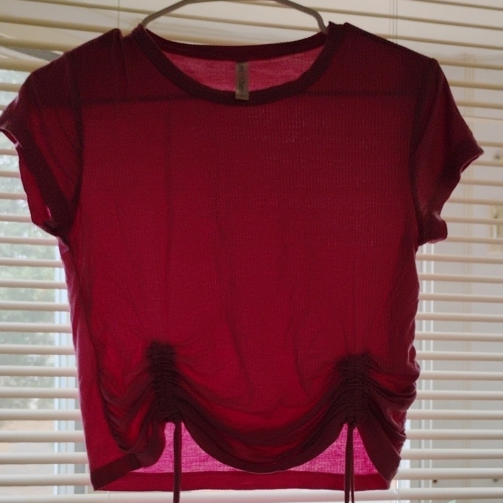 Pink Crop Top with Ruched Hem